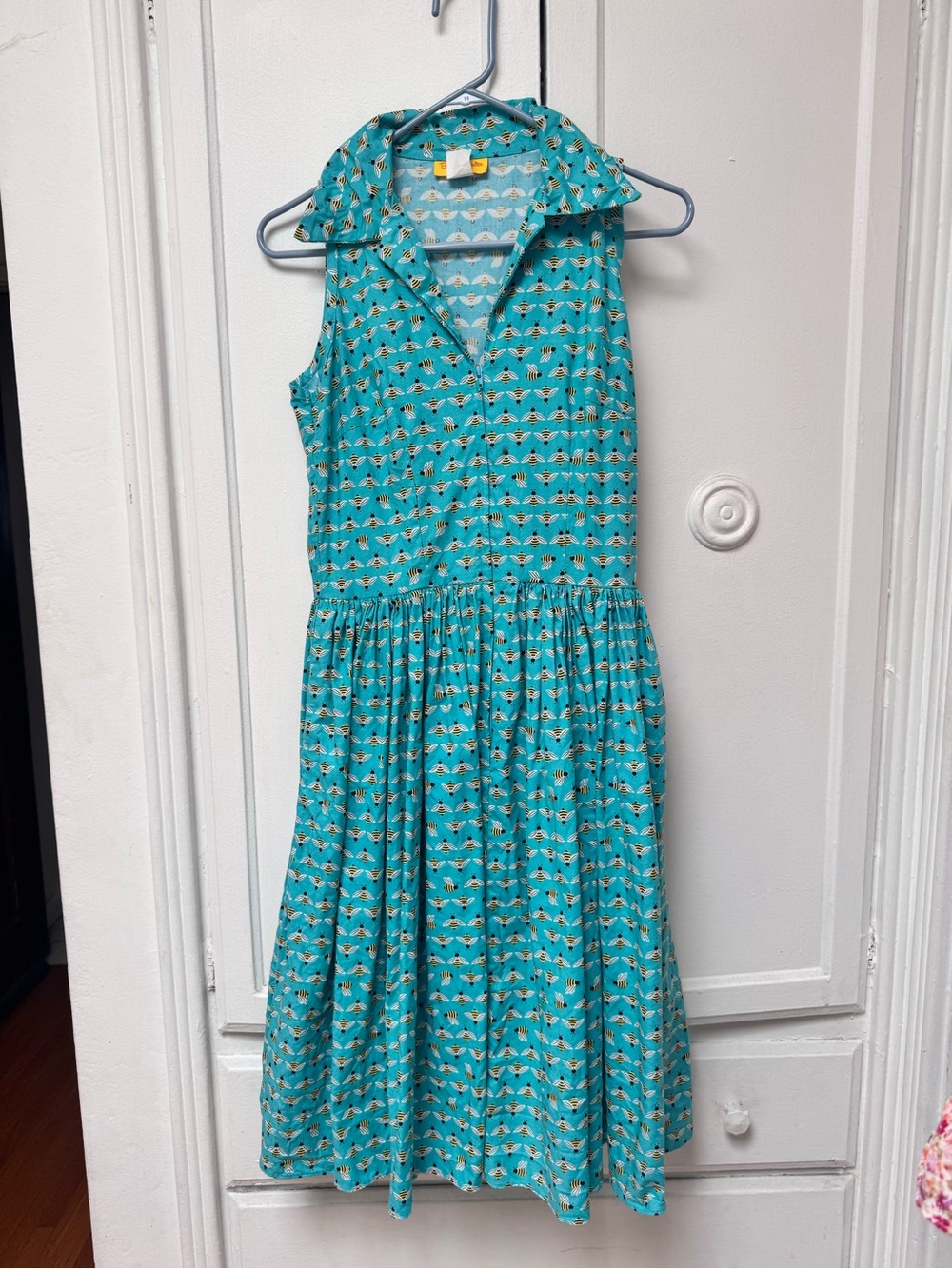 Bernie Dexter Turquoise Bee Print Dress with Yellow & Black Bees